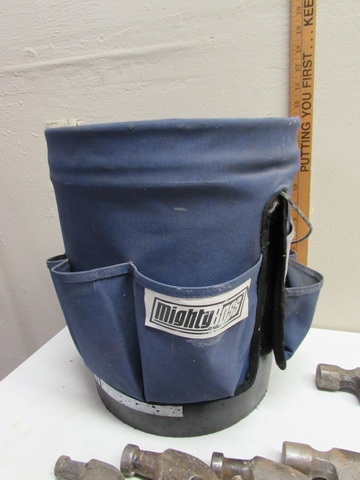 ASSORTED HAMMERS & 5-GALLON BUCKET WITH ORGANIZER