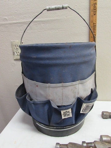 ASSORTED HAMMERS & 5-GALLON BUCKET WITH ORGANIZER
