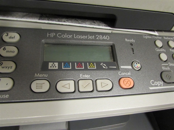 HP COLOR LASERJET 2840 ALL-IN-ONE PRINTER WITH TONER, DRUM & STAND