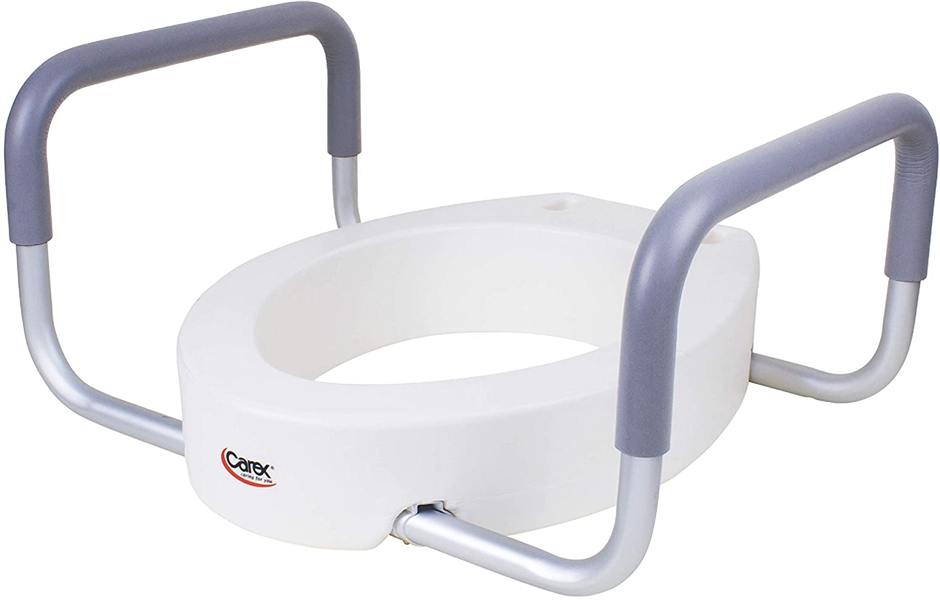 Carex 3.5 Inch Raised Toilet Seat with Arms-Elongated
