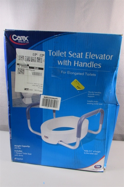 Carex 3.5 Inch Raised Toilet Seat with Arms-Elongated