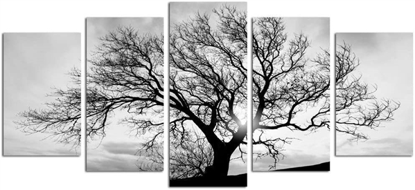  LevvArts - Black and White Tree Canvas Art