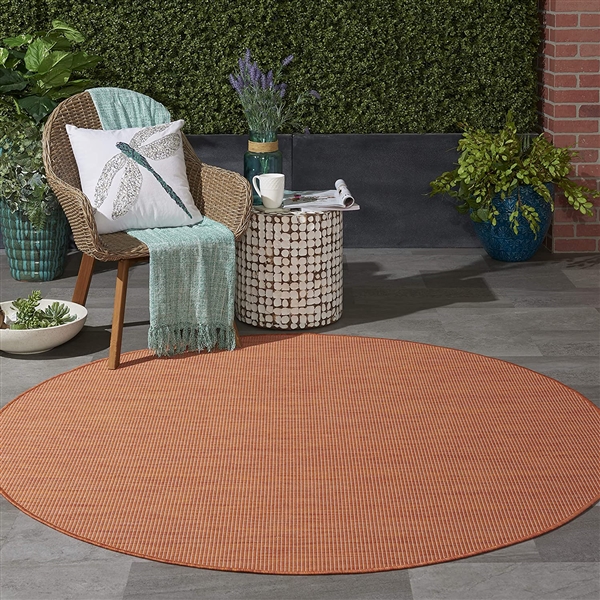 Nourison Positano Flat-Weave Indoor/Outdoor Terracotta 6' Round Area Rug 