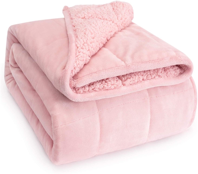 Sherpa Fleece Weighted Blanket for Adult, 15 lbs 60x80