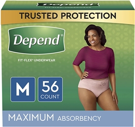 Depend Womens Fit Flex Incontinence Underwear - Tan - M - 56ct
