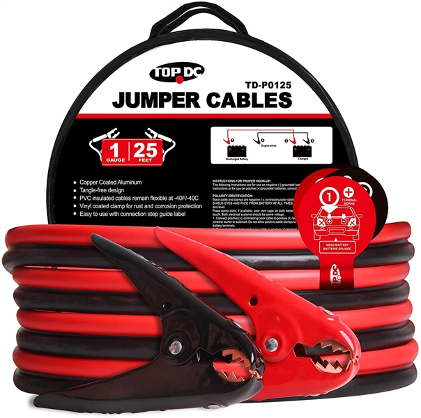  TOPDC Jumper Cables 1-Gauge 25-FT