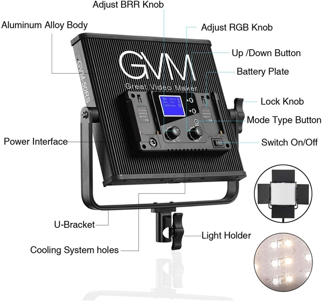 GVM RGB LED Video Lighting Kit with APP Control, 50W 360° Full Color Led Video Lights