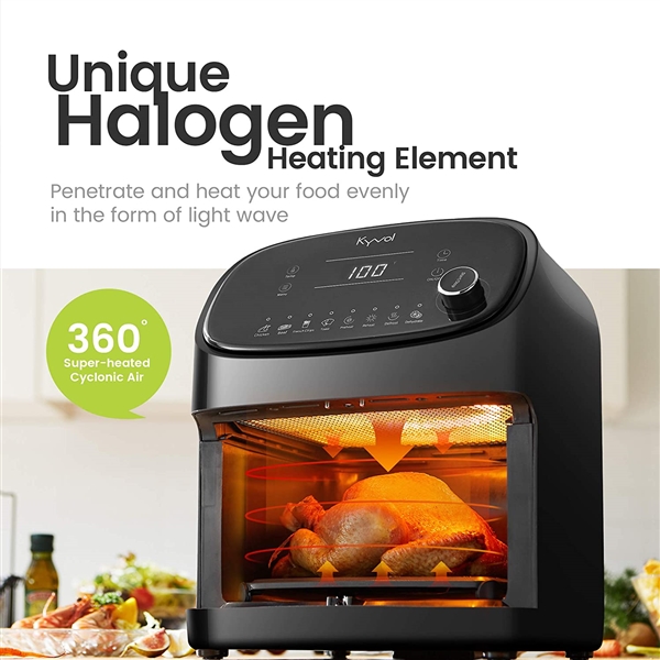  Kyvol Air Fryer, Halogen Heating Ceramic Coated Digital Airfryer Dehydrator Oilless Cooker 6 Quart