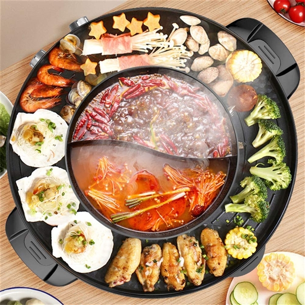  2 in 1 Electric Smokeless Grill and Hot Pot