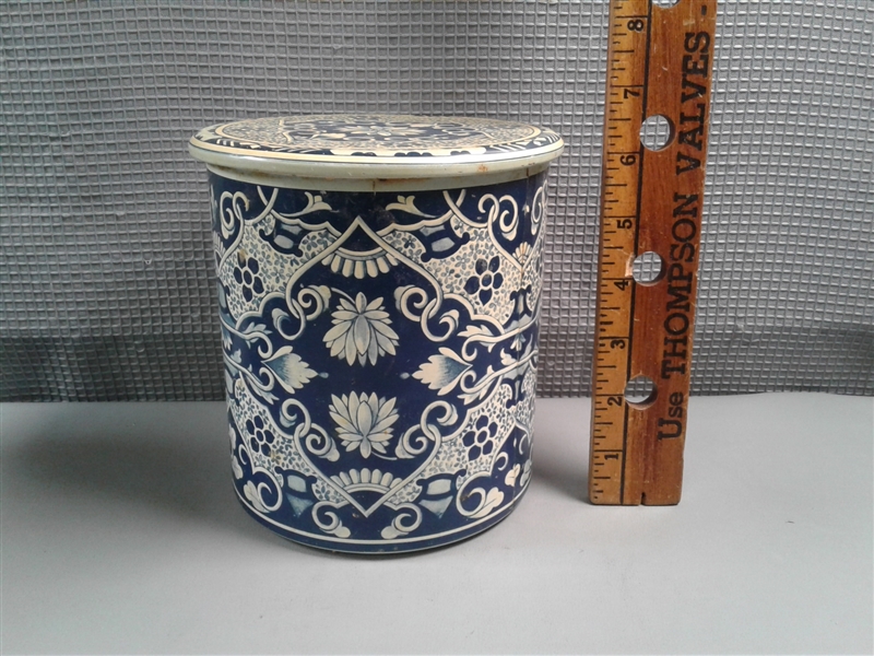 Set of 5 Delft Holland Tin Cannisters