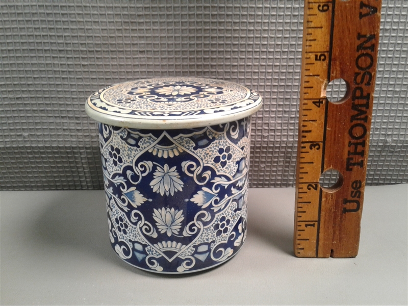 Set of 5 Delft Holland Tin Cannisters