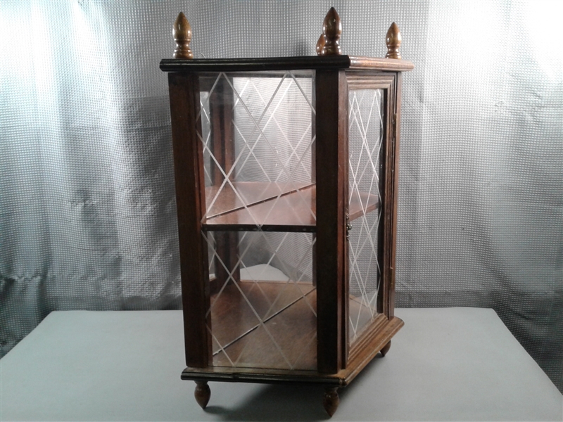 Vintage Trapezoid Curio Cabinet