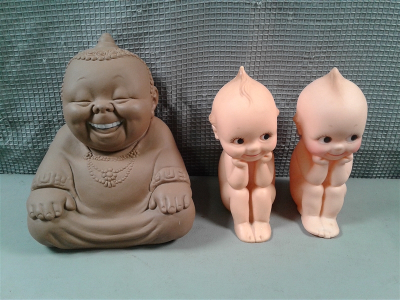 Vintage Kewpie Dolls and Rose O'Neill Ho Ho RARE Buddha 