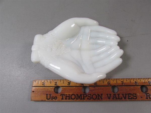 Vintage Avon and Westmoreland Milk Glass Cupped Hands Dishes