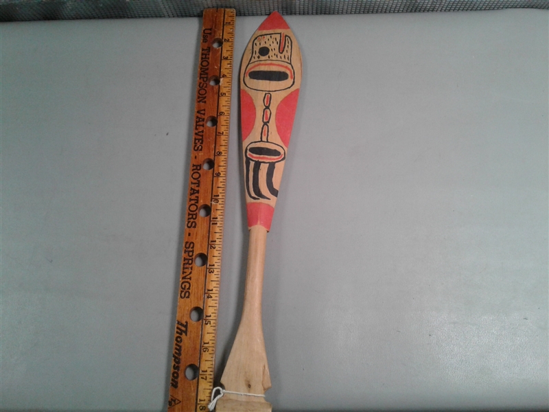 Vintage Miniature Wood Carved Paddles from Thlinkit Indians of Southeastern Alaska