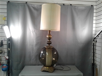 Vintage Berger Brass and Glass Tall Table Lamp