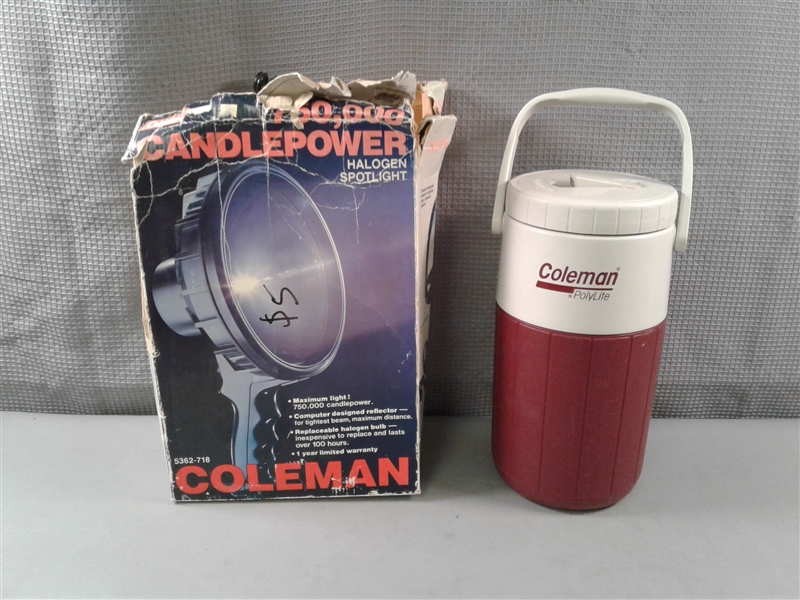 Coleman Polylite Water Cooler Jug & Coleman Candlepower Halogen Spotlight