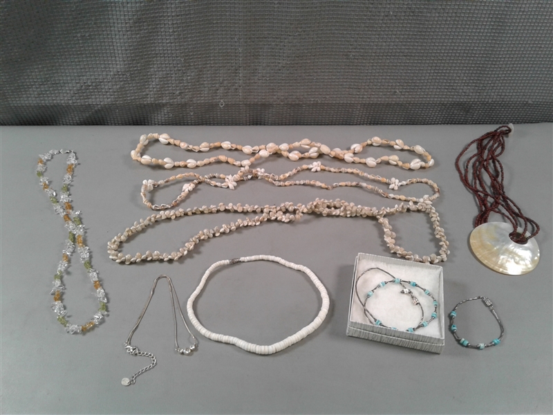 Necklaces- Shells, Metal, Stones, Glass Beads