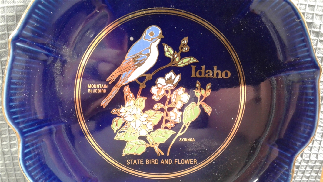 Vintage Cobalt Blue & Gold Hall, James B. Beam, & Idaho Plate