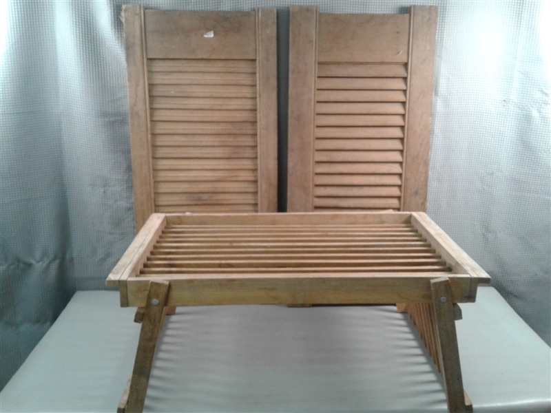 Vintage Wood Shutters & Tray