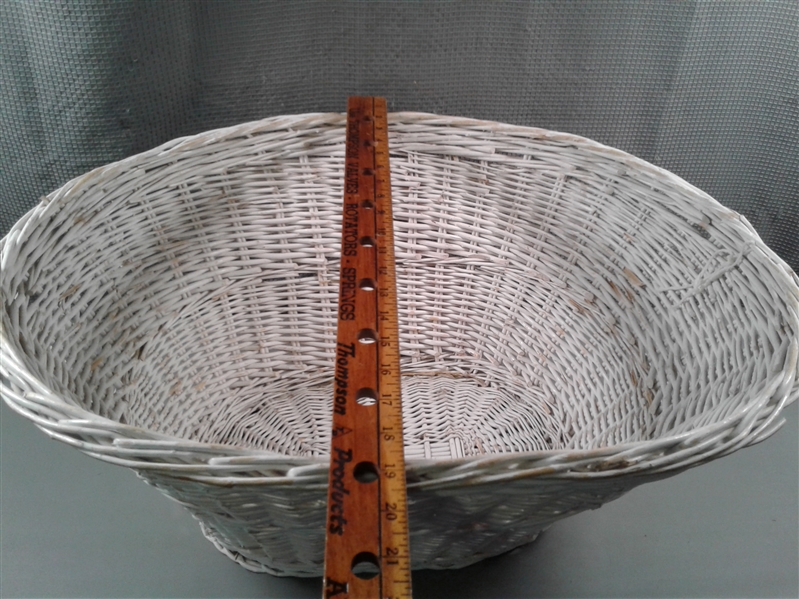 Large White Oval Wicker Basket