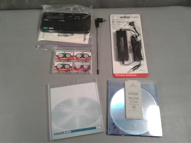Blank DVDs, CDs, Cassettes, Royal World Traveler, Ear Buds, Etc