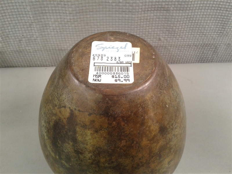 Vintage 9.5 Wood Bowl, Metal Spiegel Vase, & Trinket Bowl
