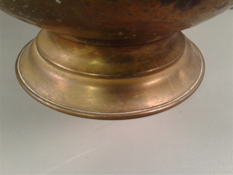 Vintage footed Brass Bowl/Planter with Lion Head Handles