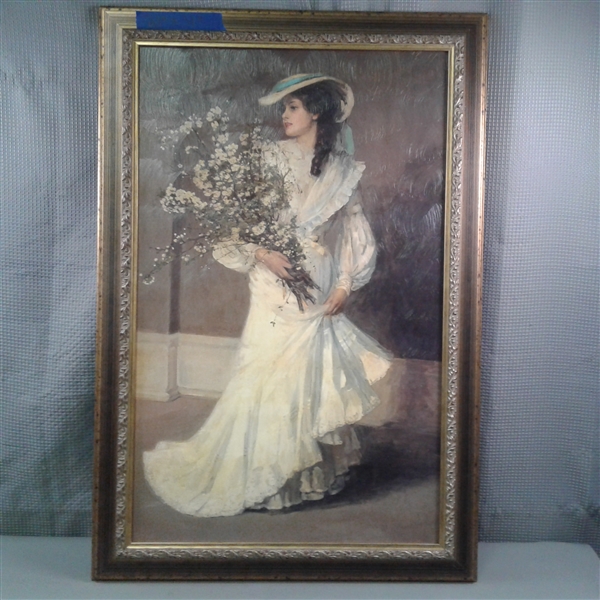 Framed Spring by Lavery Painting over Print