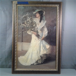 Framed "Spring" by Lavery Painting over Print