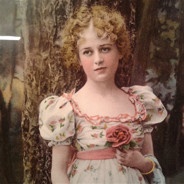 Antique Framed Hand Tinted Photo of Girl Copyright 1900 The Ullman MFG Co