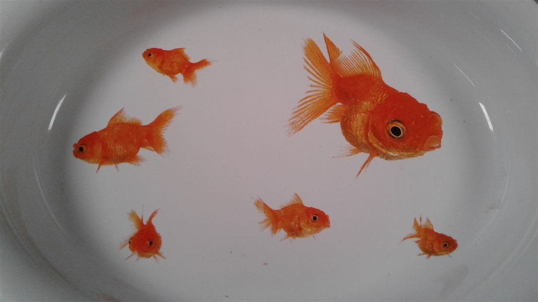 Gibson Goldfish Dishes, Clear Glass Fish Platter, and Restaurant Style Plates