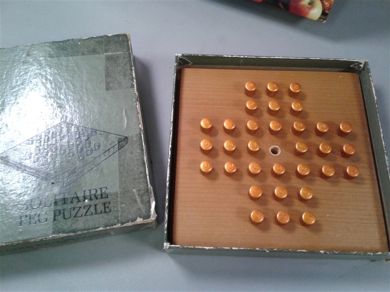 Vintage Solitaire Peg Puzzle, Tic Tac Toe, Puzzles and New Big Max Photo Box