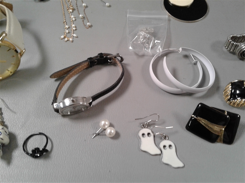 Black, White, and Silver Fashion Jewelry