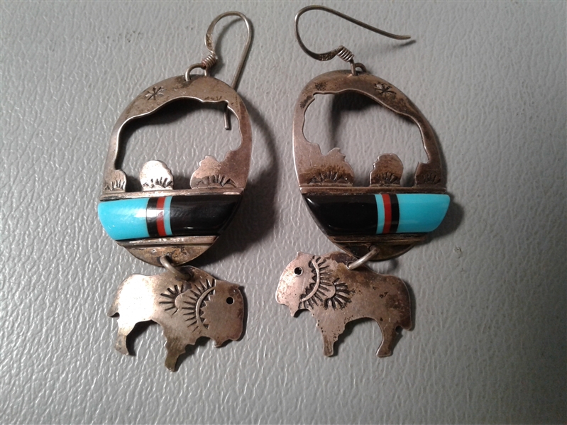 Sterling Silver and Turquoise South Western Earrings