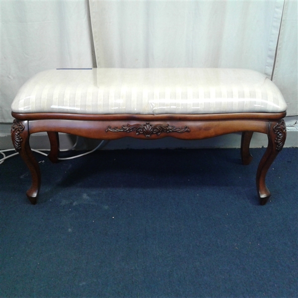 Wood Bench w/Upholstered Cushion