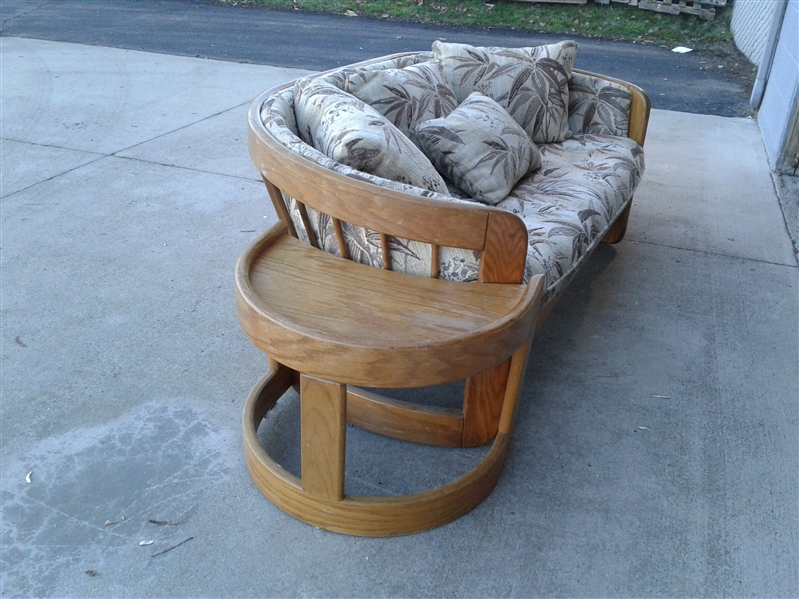 Vintage Couch With Wood Frame & 2 Side Tables