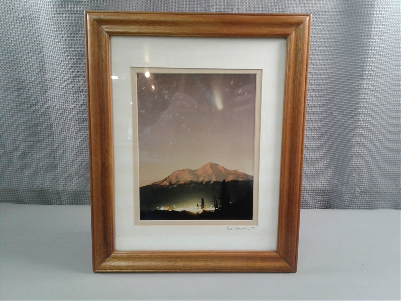 Framed Picture of Comet Hale Bopp over Mt. Shasta 1997