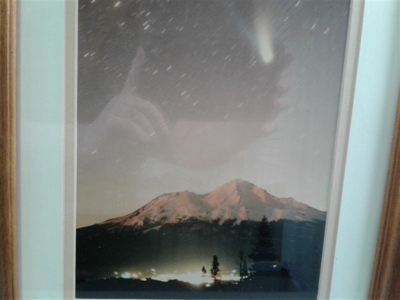 Framed Picture of Comet Hale Bopp over Mt. Shasta 1997