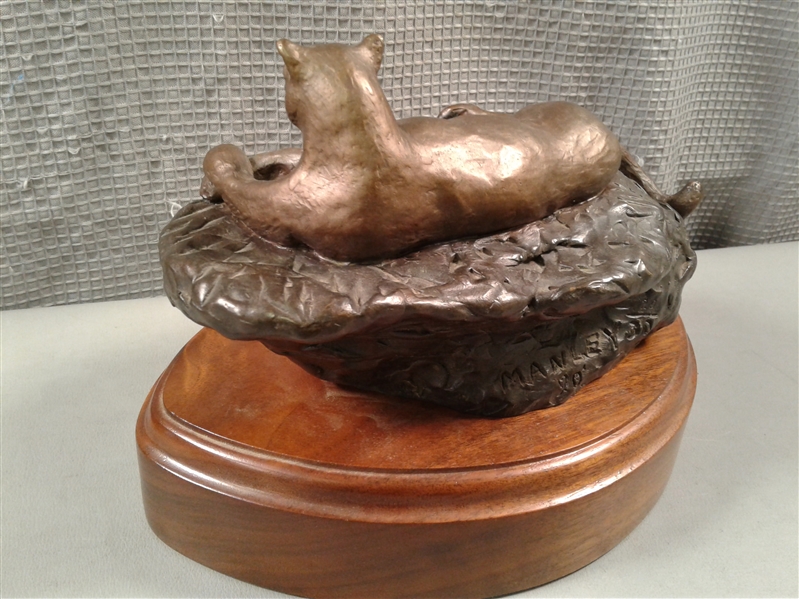 Vintage 1990 Bronze Cougar's Bluff by Robert Manley Collectible Artwork #29/30