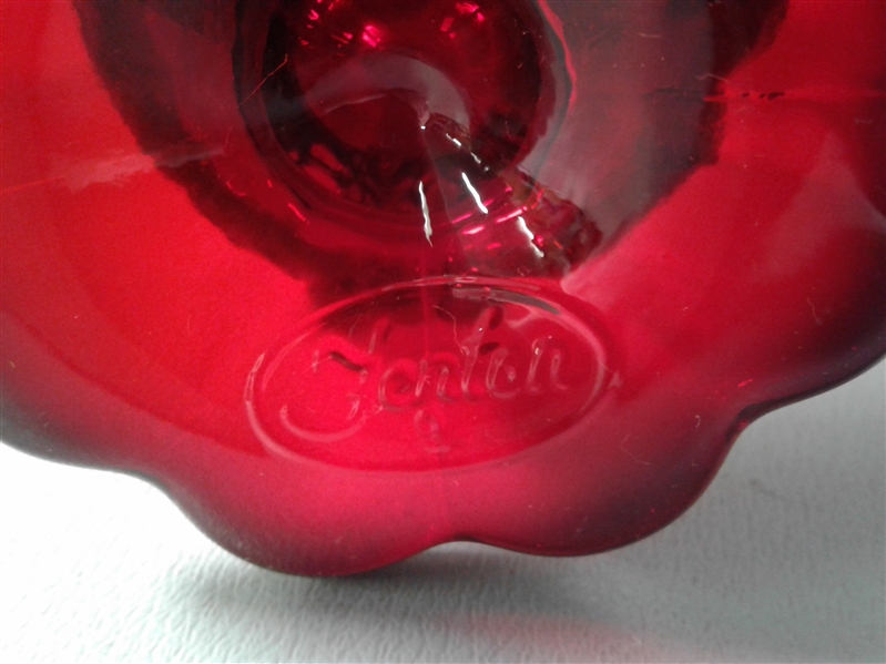 Vintage Red Fenton Signed Bud Vase