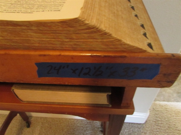 Vintage Dictionaries on a Rolling Wood Podium