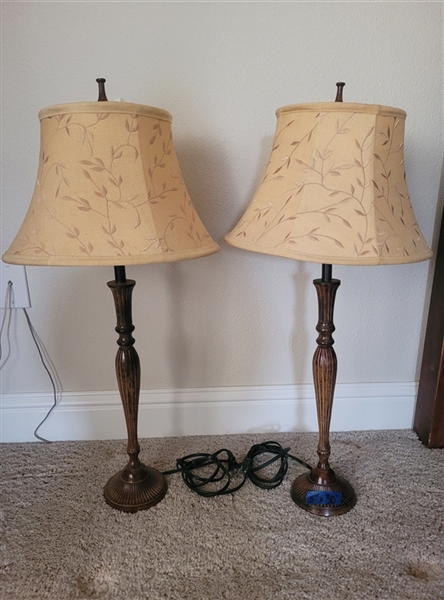 Pair of Slim Metal Table Lamps