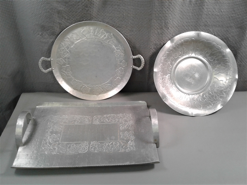 Hammered Aluminum- Trays and Bowl
