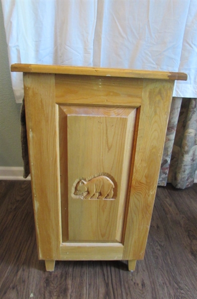 Quaint Little Side Table with Carved Dogs and Bear