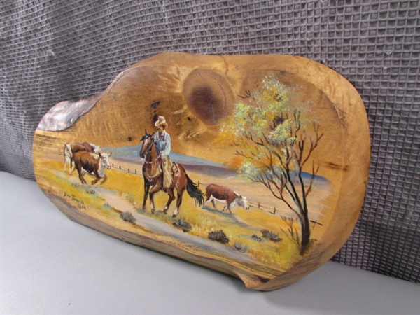 Gina Femrite 1984 Original Cowboy Painting on Wood