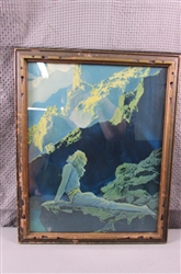 Framed Original Vintage Print "Flying Geese" by Maxfield Parrish