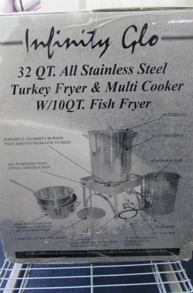 Infinity Glo 32 Qt Stainless Steel Turkey Fryer & Multi-Cooker w/10 Qt Fish Fryer