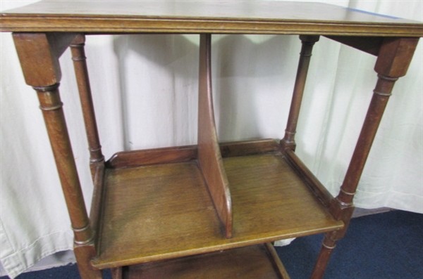 Vintage 3 Tiered Table with Divided Shelf