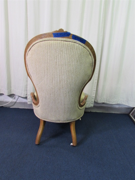 Antique Side Chair W/Porcelain Casters